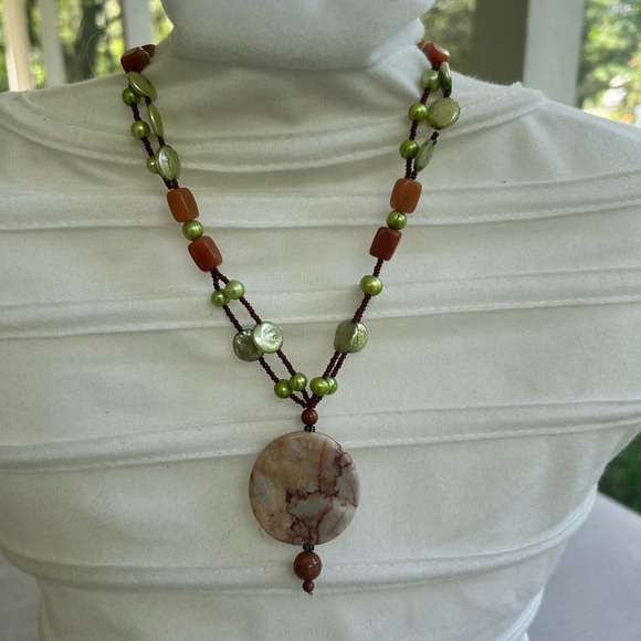 Artisan Earthy Beaded Necklace crafted from Natural stonesRed Creek jasper - Picture 5 of 6